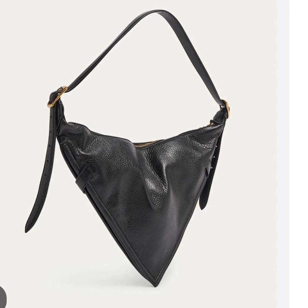 Chloé Black Leather Triangular Crossbody Bag with Gold Hardware (Rare) - Picture 12 of 15